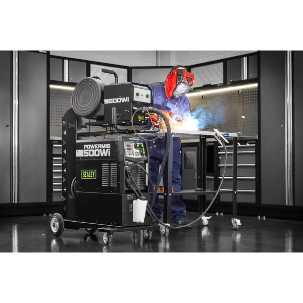 Sealey POWERMIG500Wi 500A Professional Gas/Gasless MIG/TIG/MMA Inverter Welder with Portable Wire Feeder & Water Cooler 400V 3ph