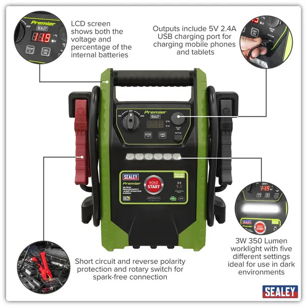 Sealey PRS4400 Premier 12/24V RoadStart&reg; Jump Starter 4400A Peak Amps