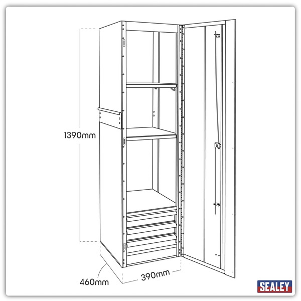 Sealey PTB39003 Premier™ Heavy-Duty Hang-On Locker 3 Drawer