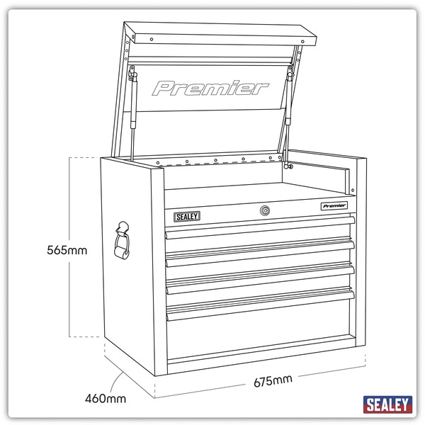 Sealey PTB66004SS Premier™ Heavy-Duty Topchest 4 Drawer 675mm - Stainless Steel