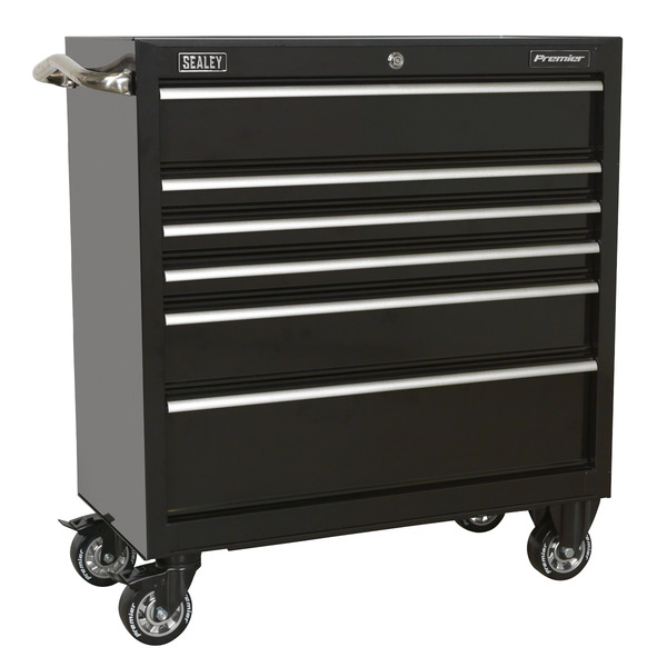 Sealey Premier™ Heavy-Duty Rollcab 930mm 6 Drawer - Black