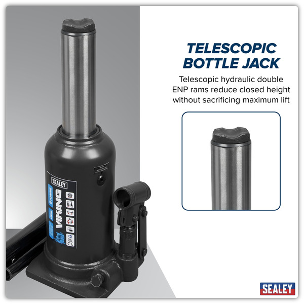 Sealey PTBJ5S Viking Telescopic Bottle Jack 5 Tonne