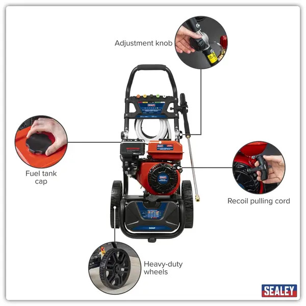 Sealey PWM2500SP Self-Priming Pressure Washer 198bar 5.8hp - Petrol