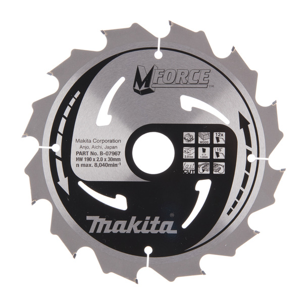 Makita B-07967 190x30mm 12T Circular Saw Blade Mforce