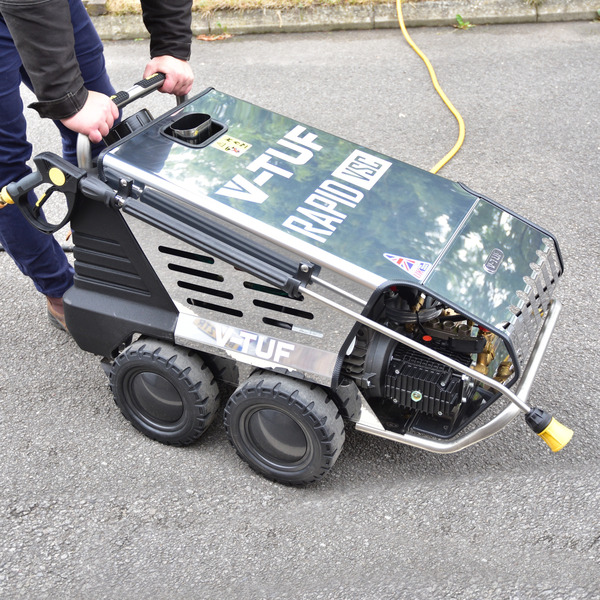 V-TUF RAPID VSC 240v Hot Water Stainless Industrial Mobile Pressure Washer - 1500psi, 100Bar, 12L/min