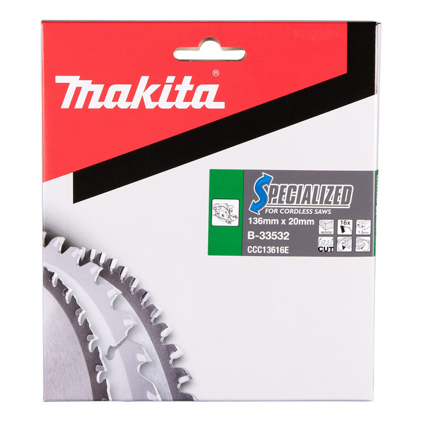 Makita B-33532 136x20mm 16T Specialized Circular Saw Blade B-10643