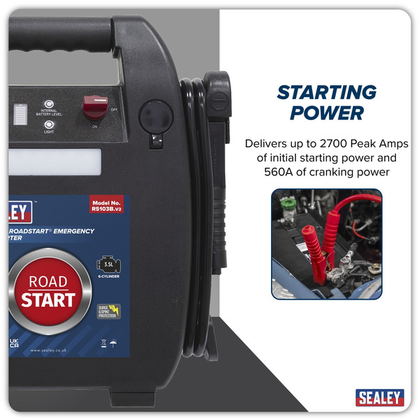 Sealey RS103B RoadStart® 12V Emergency 8-Cylinder Jump Starter 5L