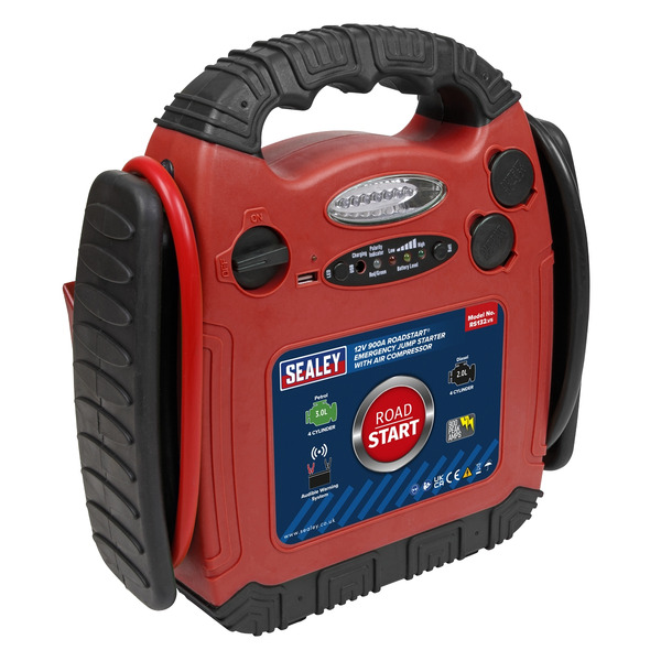 Sealey RS132 RoadStart&reg; 12V Emergency Jump Starter with Air Compressor 900 Peak Amps