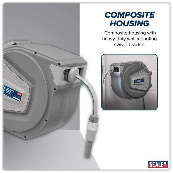 Sealey RWH30 Auto-Rewind Control Garden Hose Reel 30m
