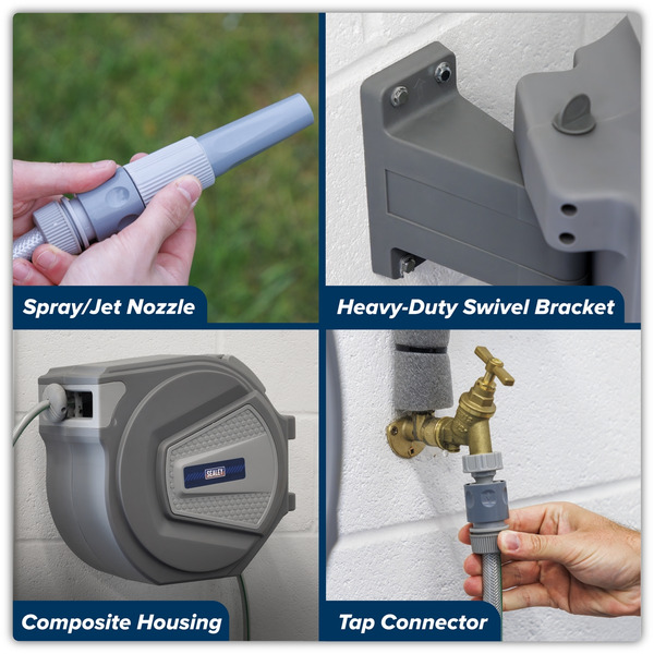 Sealey RWH30 Auto-Rewind Control Garden Hose Reel 30m