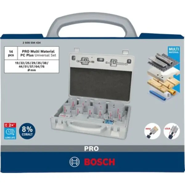 Bosch 2608594434 Professional Multi Material PC Plus Hole Saw Set 14 Pieces