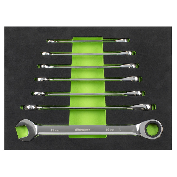 Sealey S01142 Siegen Combination Ratchet Spanner Set with Tool Tray 7pc