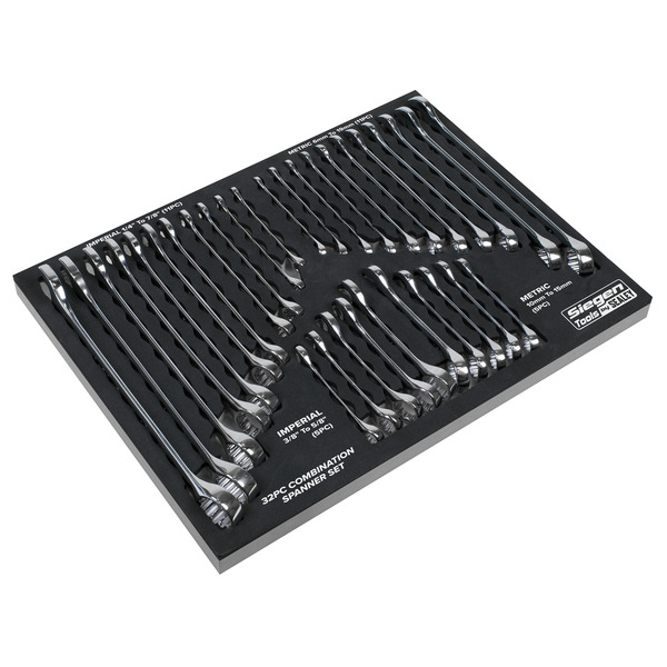 Sealey S01239 Siegen Metric/Imperial Combination Spanner Set 32pc