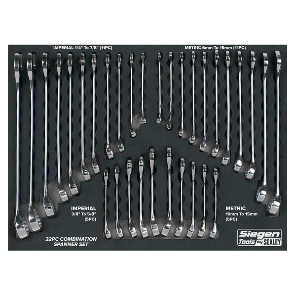 Sealey S01239 Siegen Metric/Imperial Combination Spanner Set 32pc