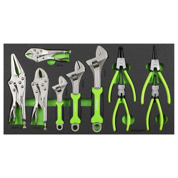 Sealey S01278 Siegen Adjustable Wrench & Pliers Set with Tool Tray 10pc