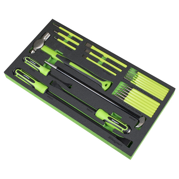 Sealey S01279 Siegen Pry Bar, Hammer & Punch Set with Tool Tray 23pc