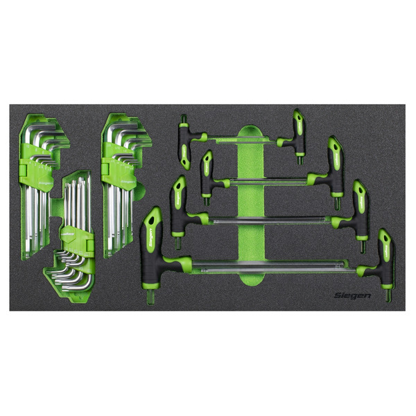 Sealey S01280 Siegen T-Handle & Standard Hex/TRX-Star* Key Set with Tool Tray 35pc