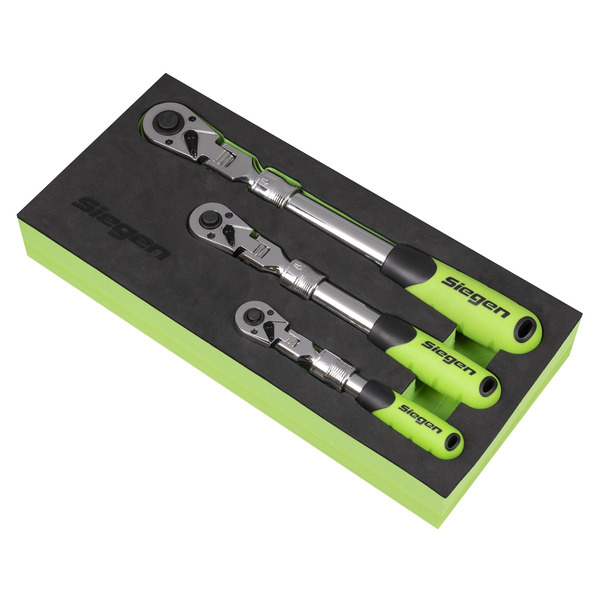 Sealey S01297 Siegen Extendable Flexi-Head Ratchet Wrench Set 3pc