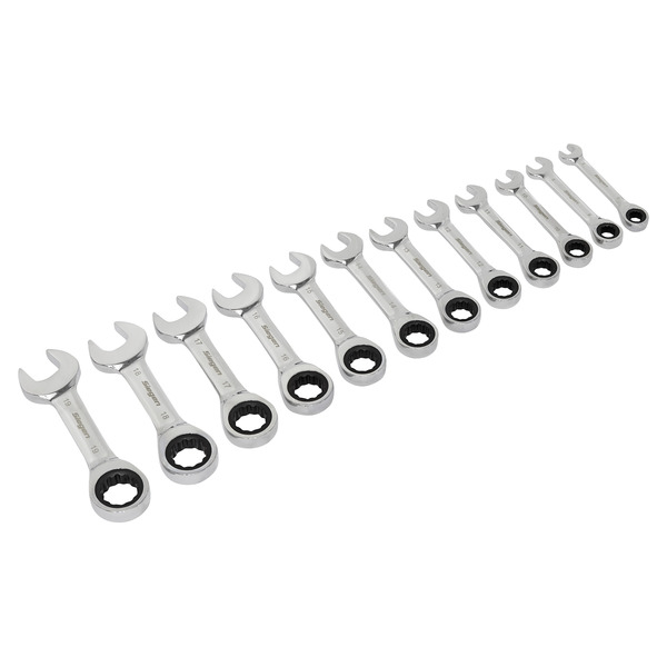 Sealey S0633 Siegen Stubby Combination Ratchet Spanner Set in EVA Foam Tray 12pc