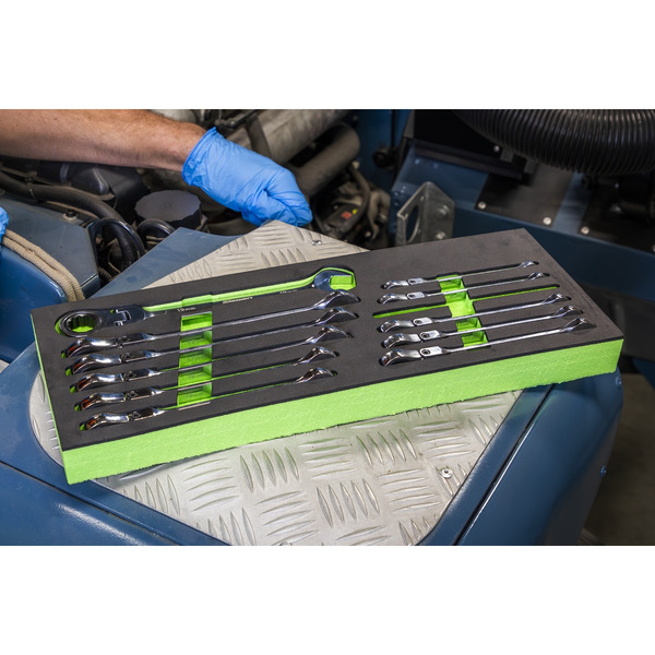 Sealey S0635 Siegen Flexi-Head Combination Ratchet Spanner Set 12pc