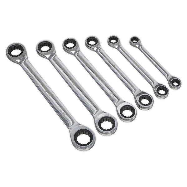 Sealey S0636 Siegen Double End Ratchet Ring Spanner Set 6pc