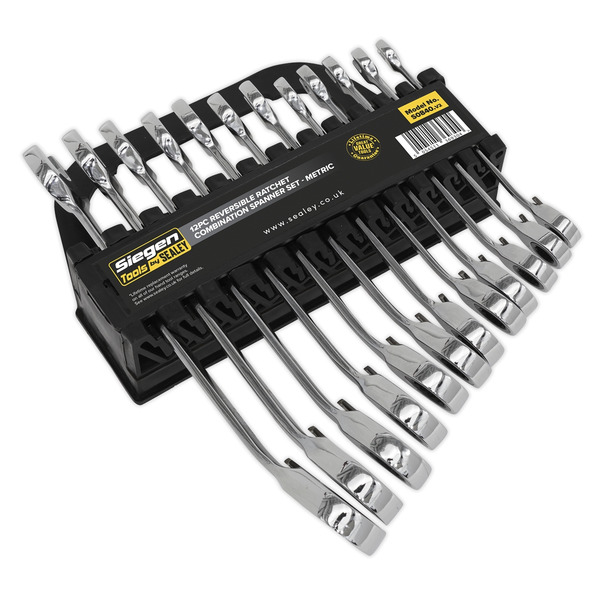 Sealey S0840 Siegen Reversible Combination Ratchet Spanner Set 12pc