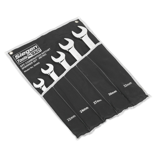 Sealey S0985 Siegen Combination Ratchet Spanner Set 5pc