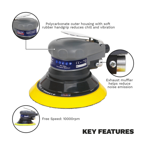Sealey SA08 Air Palm Orbital Sander 150mm