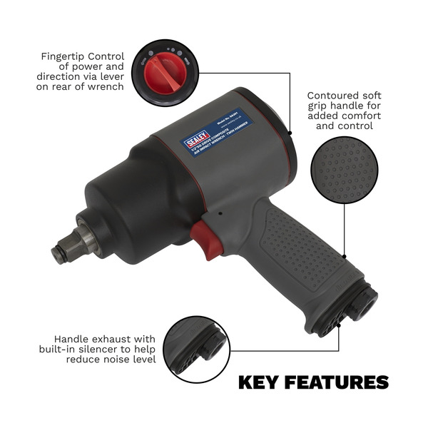 Sealey SA201 Composite Twin Hammer Air Impact Wrench 1/2