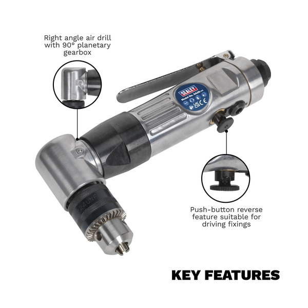 Sealey SA26 Reversible Air Angle Drill 10mm