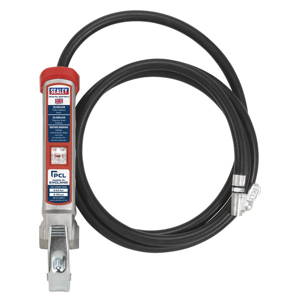 Sealey SA37/94 PCL Professional Tyre Inflator with 2.5m Hose & Clip-On Connector