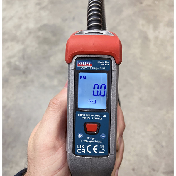 Sealey SA374 Digital Tyre Inflator with 0.5m Hose & Twin Push-On Connector