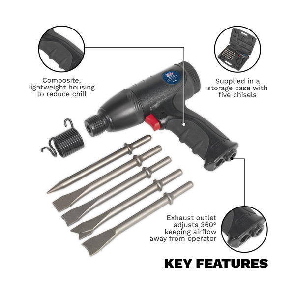 Sealey SA613 Premier Medium Stroke Composite Air Hammer Kit