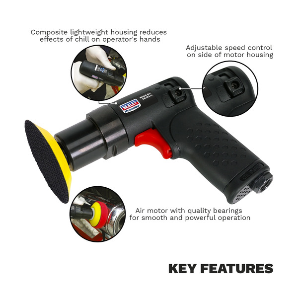 Sealey SA722 Premier Composite Mini Air Polisher 75mm