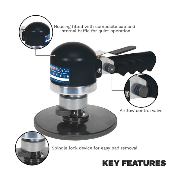 Sealey SA77 Air Random Orbital Sander 150mm
