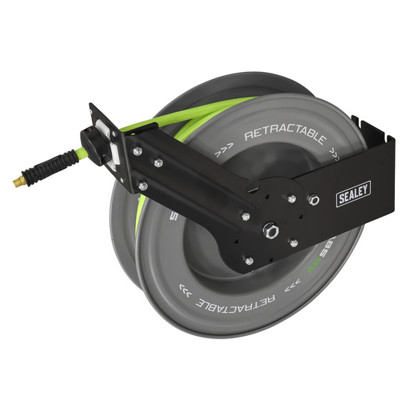 Sealey SA85HV 20m Retractable High-Visibility PVC Air Hose with Steel Reel 10mm ID