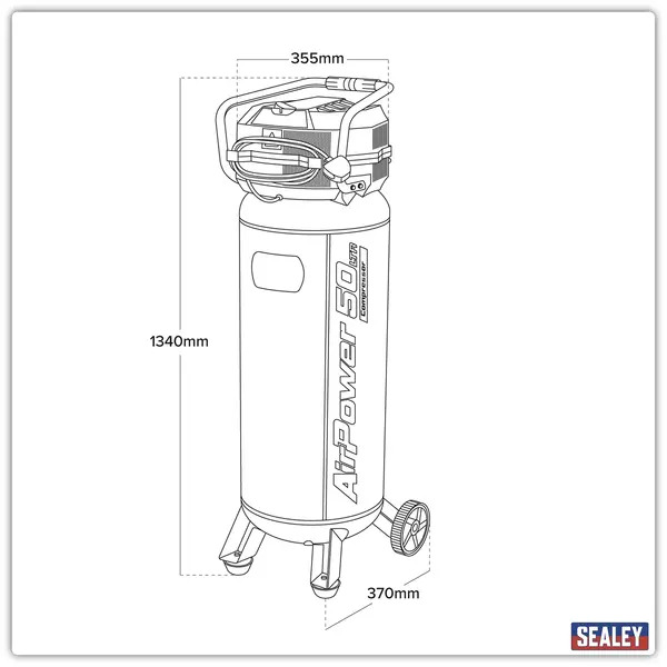 Sealey SAC05020 50L Oil Free Belt Drive Compressor 2hp