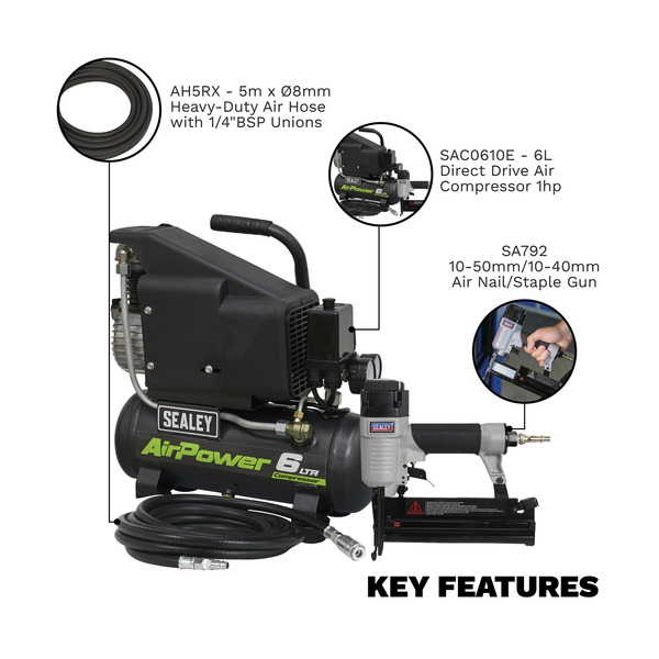 Air Compressor/Air Nail/Staple Gun Kit