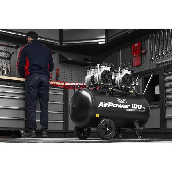 Sealey SAC10001S 100L Oil Free Low Noise Direct Drive Air Compressor 2 x 2hp
