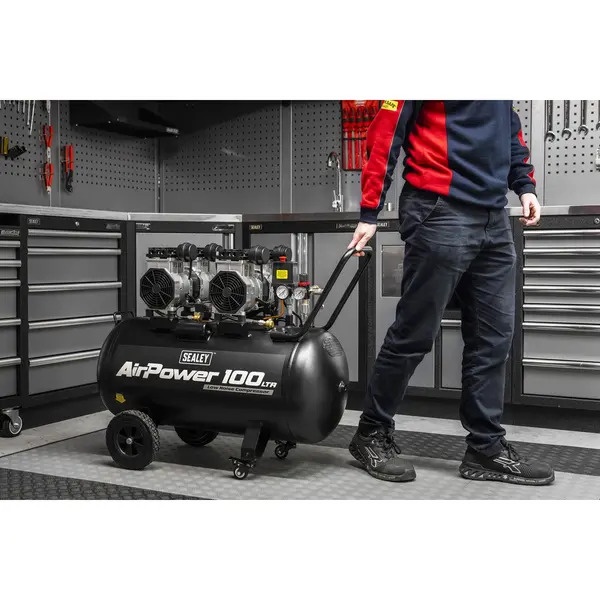 Sealey SAC10001S 100L Oil Free Low Noise Direct Drive Air Compressor 2 x 2hp