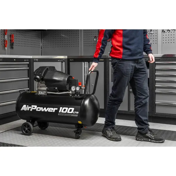Sealey SAC10002 Air Compressor 100L V-Twin Oil Free Direct Drive 3hp