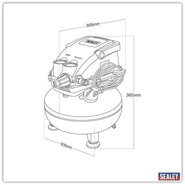 Sealey SAC1100 11L Oil Free Direct Drive Air Compressor 0.5hp