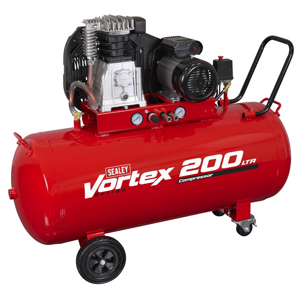 200L Belt Drive Air Compressor with Cast Cylinders & Wheels 3.5hp