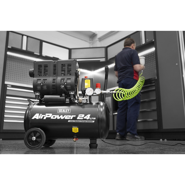 Sealey SAC2400S 24L Low Noise Oil Free Direct Drive Air Compressor 1hp