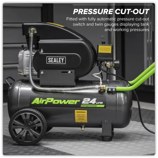 Sealey SAC2420EPK 24L Direct Drive Air Compressor 2hp with 4pc Air Accessory Kit