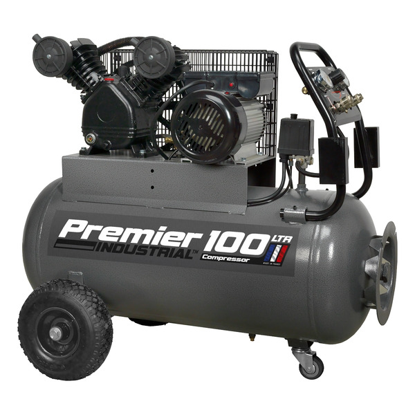 Sealey Premier 100L Belt Drive Air Compressor with Front Control Panel 3hp
