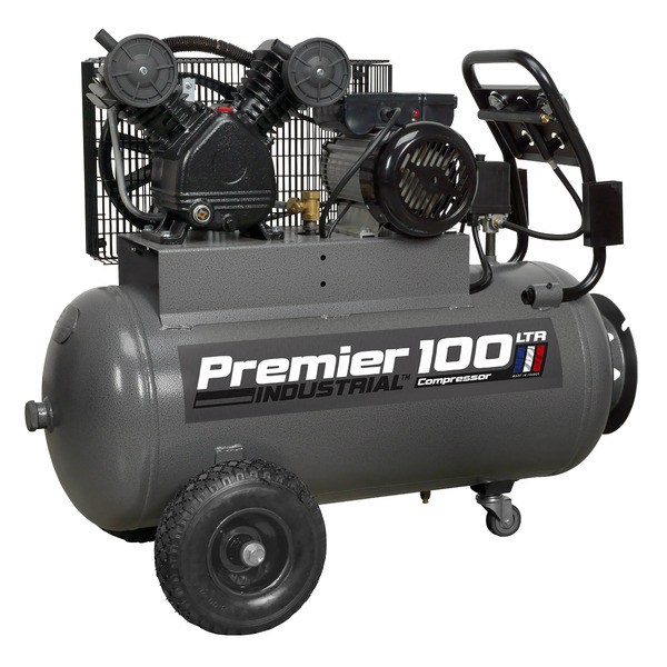 Sealey Premier 100L Belt Drive Air Compressor with Front Control Panel 3hp