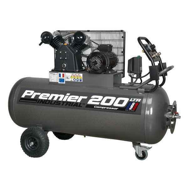 Sealey SAC3203B3PH Premier 200L Belt Drive Air Compressor with Front Control Panel 3hp 400V