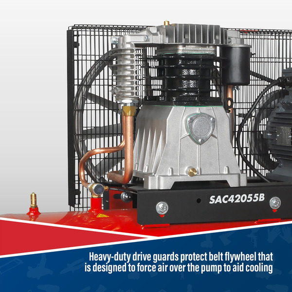 Sealey SAC42055B 200L Belt Drive Air Compressor with Cast Cylinders 5.5hp 2-Stage