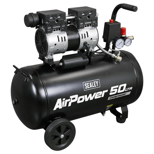 Sealey 50L Low Noise Oil Free Direct Drive Air Compressor 1hp